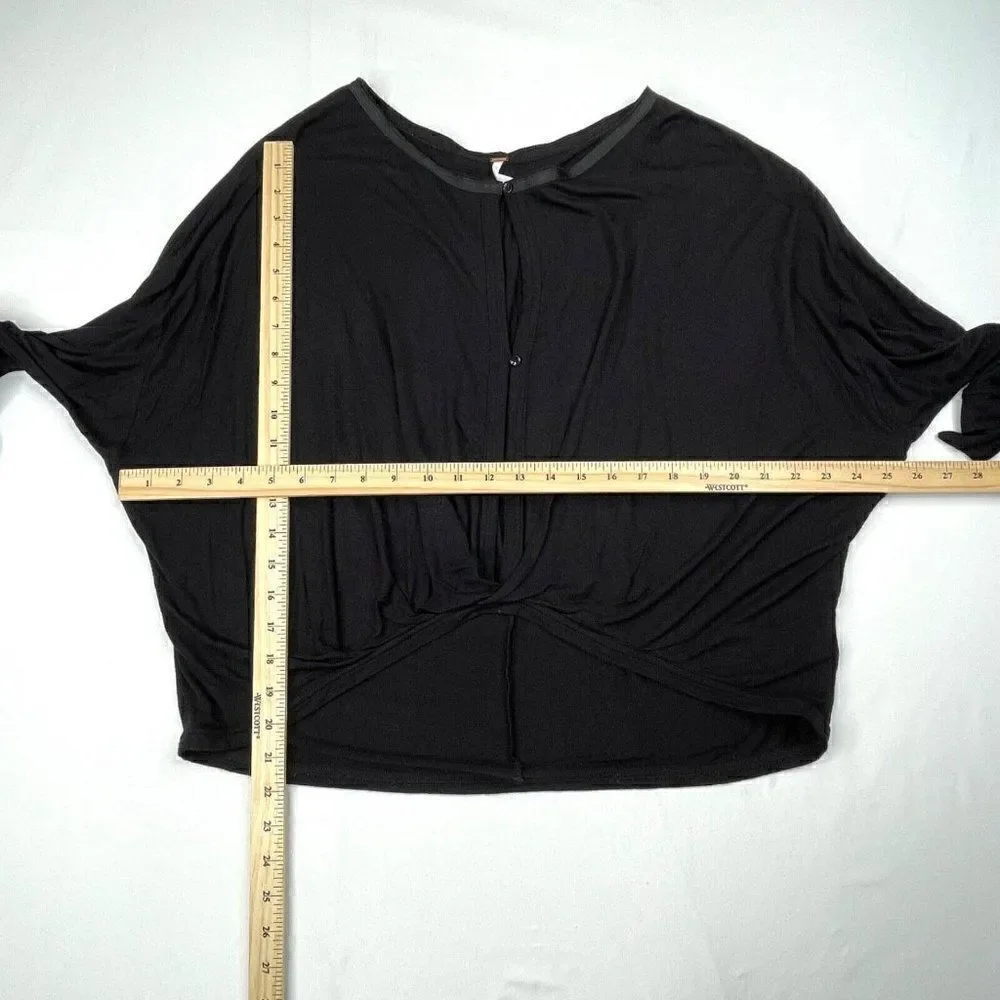 Free People Keepin On Tie Sleeve Top Blouse Black